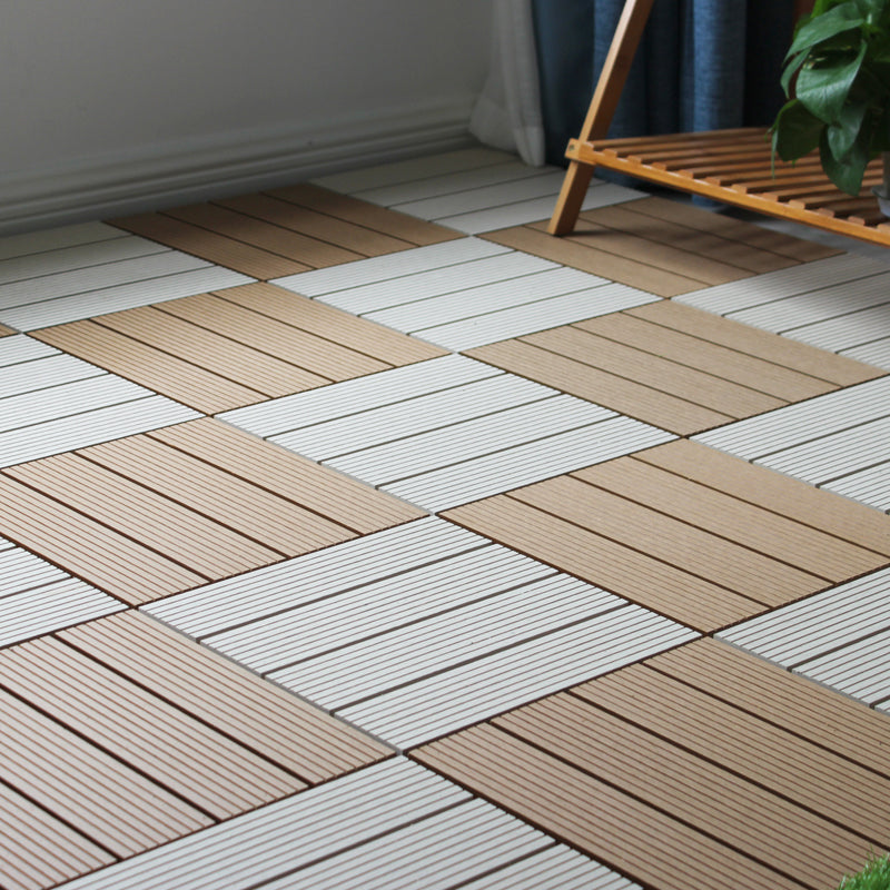 Sikunuo | Square Click Patio Floor Tiles Stripe Pattern Tile Set Floorboard