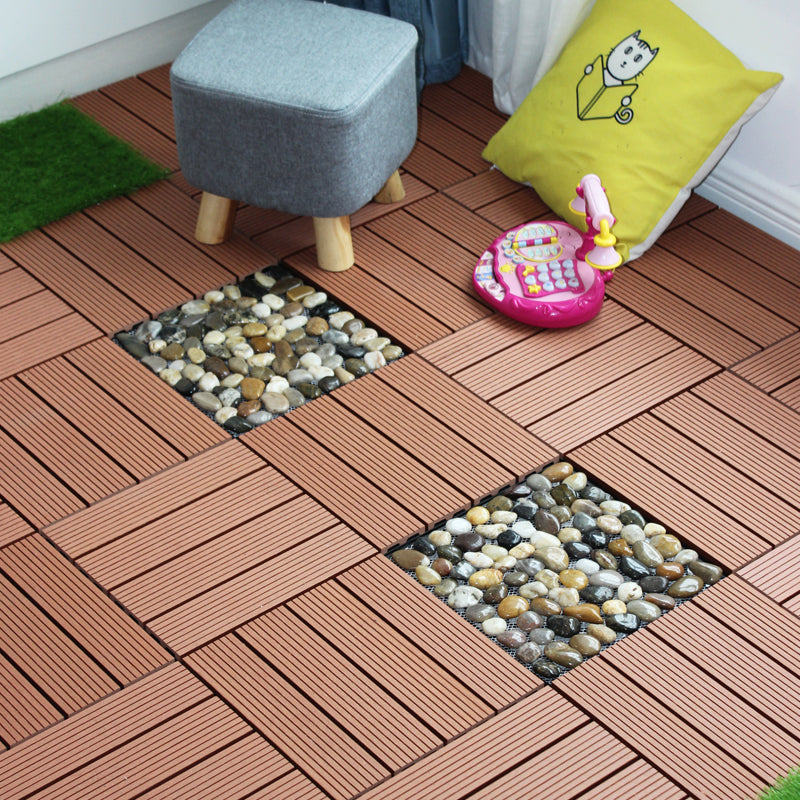 Sikunuo | Square Click Patio Floor Tiles Stripe Pattern Tile Set Floorboard