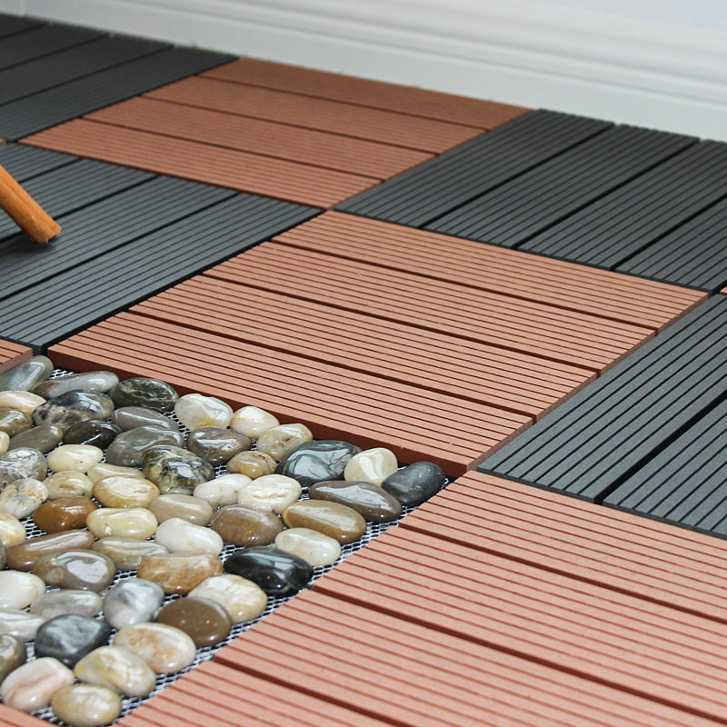 Sikunuo | Square Click Patio Floor Tiles Stripe Pattern Tile Set Floorboard