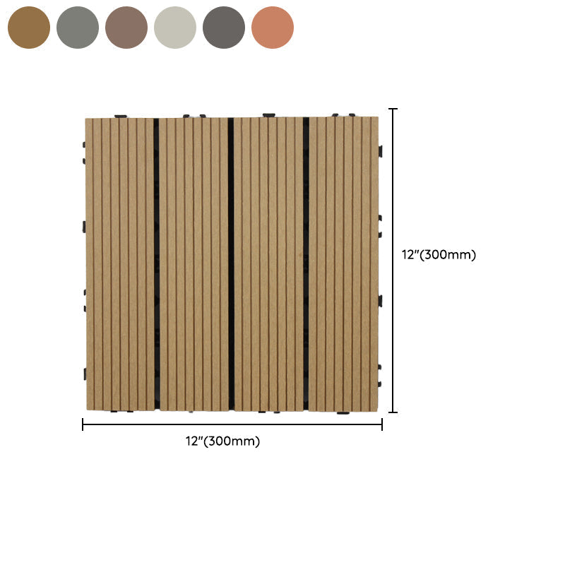 Sikunuo | Square Click Patio Floor Tiles Stripe Pattern Tile Set Floorboard