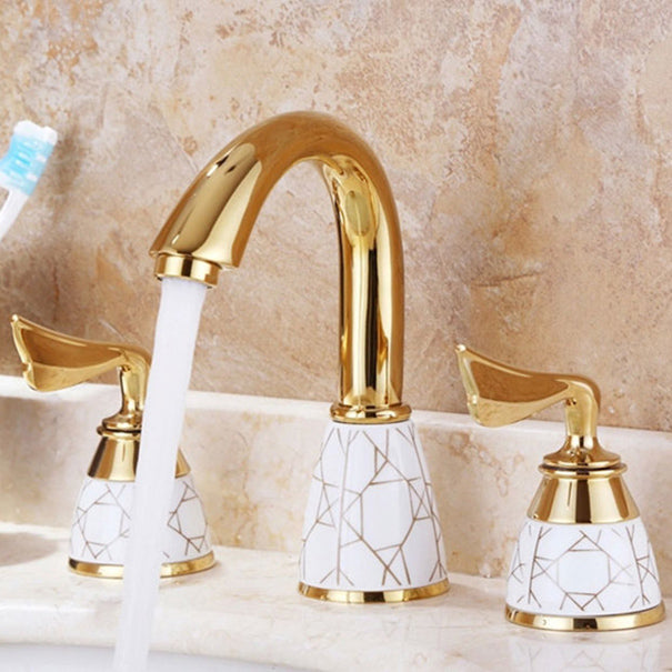 Sikunuo | Deck Mounted Roman Tub Faucet Low Arc Bronze Romantic Bathtub Fitting Set