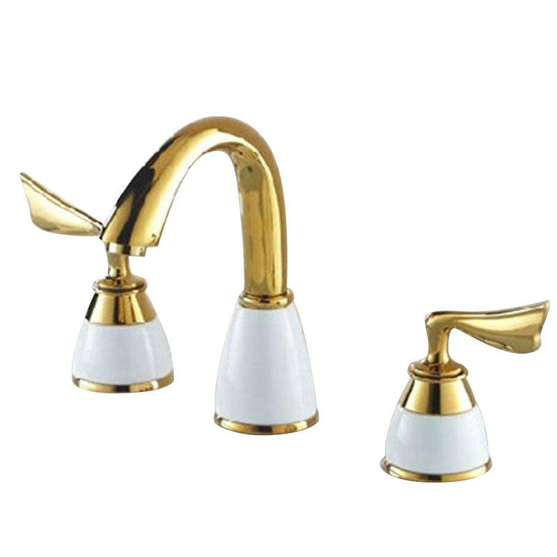 Sikunuo | Deck Mounted Roman Tub Faucet Low Arc Bronze Romantic Bathtub Fitting Set
