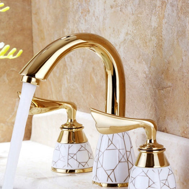 Sikunuo | Deck Mounted Roman Tub Faucet Low Arc Bronze Romantic Bathtub Fitting Set