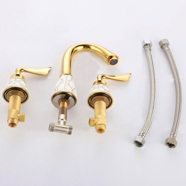 Sikunuo | Deck Mounted Roman Tub Faucet Low Arc Bronze Romantic Bathtub Fitting Set