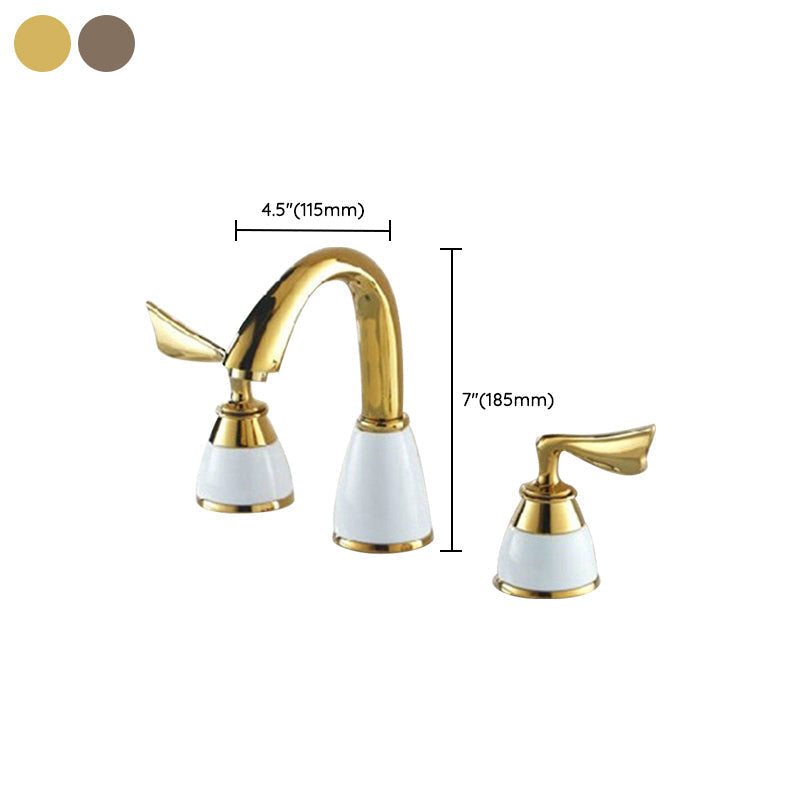 Sikunuo | Deck Mounted Roman Tub Faucet Low Arc Bronze Romantic Bathtub Fitting Set