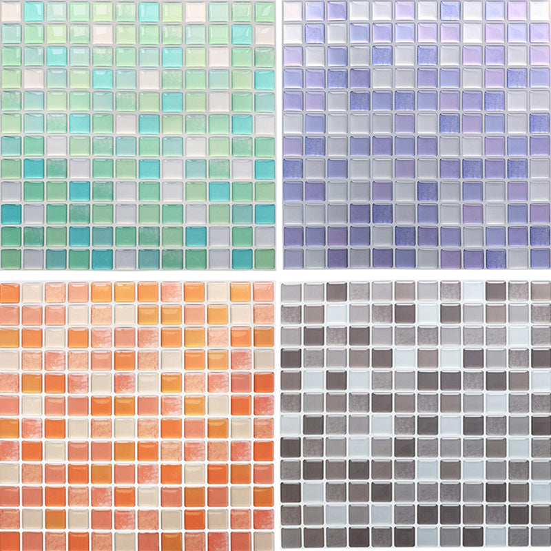 Sikunuo | Plastic Peel & Stick Mosaic Tile Waterproof Peel & Stick Mosaic Tile with Square Shape