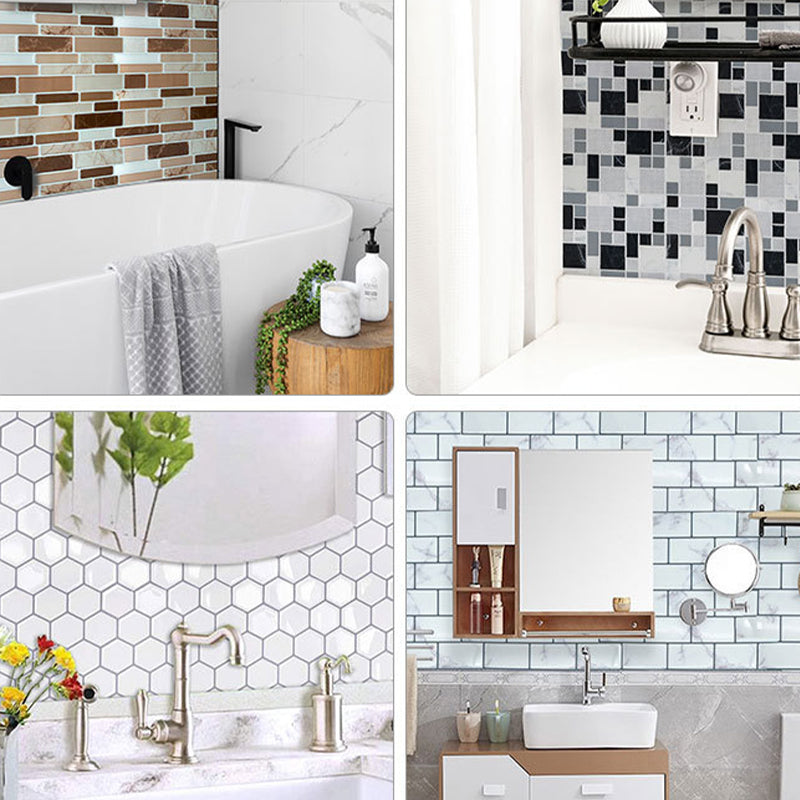 Sikunuo | Plastic Peel & Stick Mosaic Tile Waterproof Peel & Stick Mosaic Tile with Square Shape