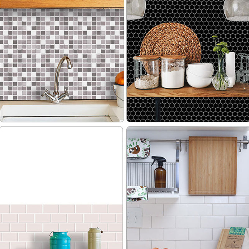 Sikunuo | Plastic Peel & Stick Mosaic Tile Waterproof Peel & Stick Mosaic Tile with Square Shape
