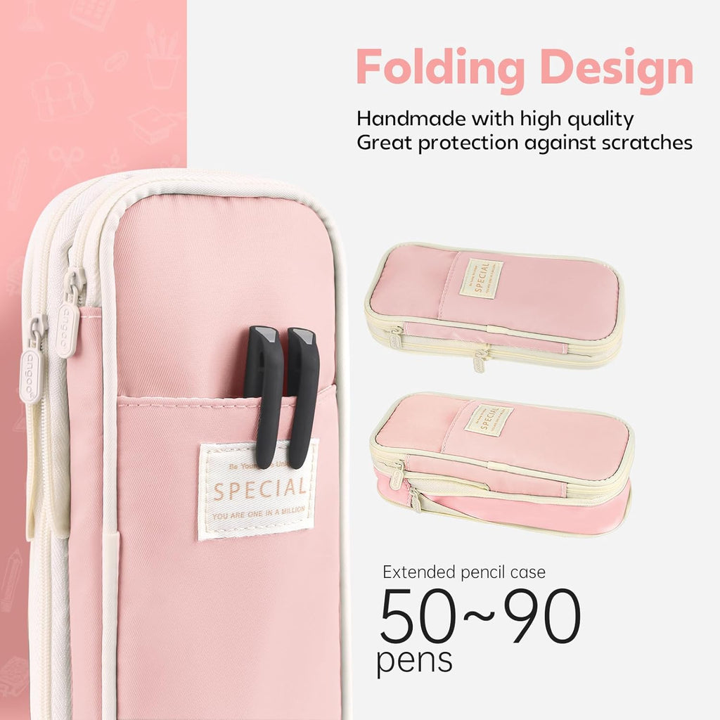 Large Capacity Double-Layer Macaron Stationery Box