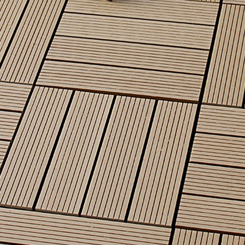 Sikunuo | 12" X 12" 4-Slat Square Deck/Patio Floor Tiles Snap Installation Floor Plank Tiles