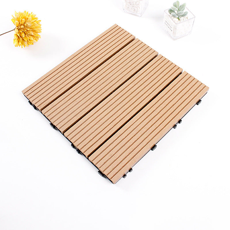 Sikunuo | 12" X 12" 4-Slat Square Deck/Patio Floor Tiles Snap Installation Floor Plank Tiles