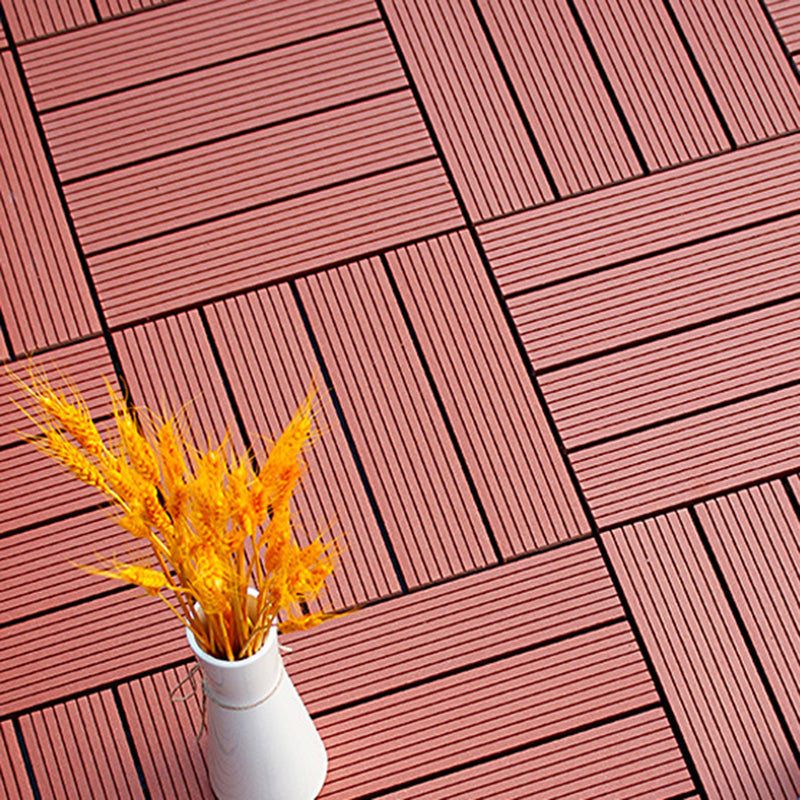 Sikunuo | 12" X 12" 4-Slat Square Deck/Patio Floor Tiles Snap Installation Floor Plank Tiles