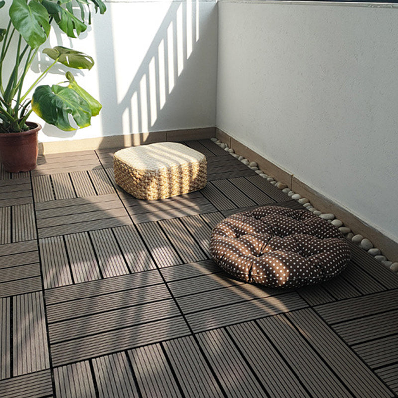 Sikunuo | 12" X 12" 4-Slat Square Deck/Patio Floor Tiles Snap Installation Floor Plank Tiles