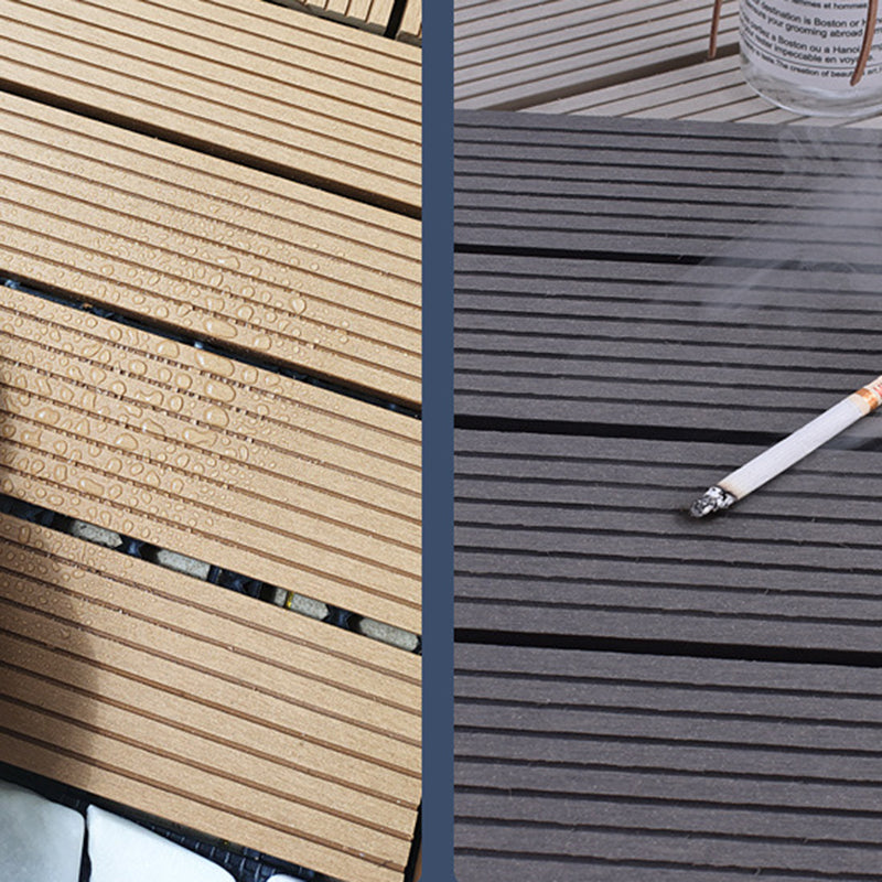 Sikunuo | 12" X 12" 4-Slat Square Deck/Patio Floor Tiles Snap Installation Floor Plank Tiles