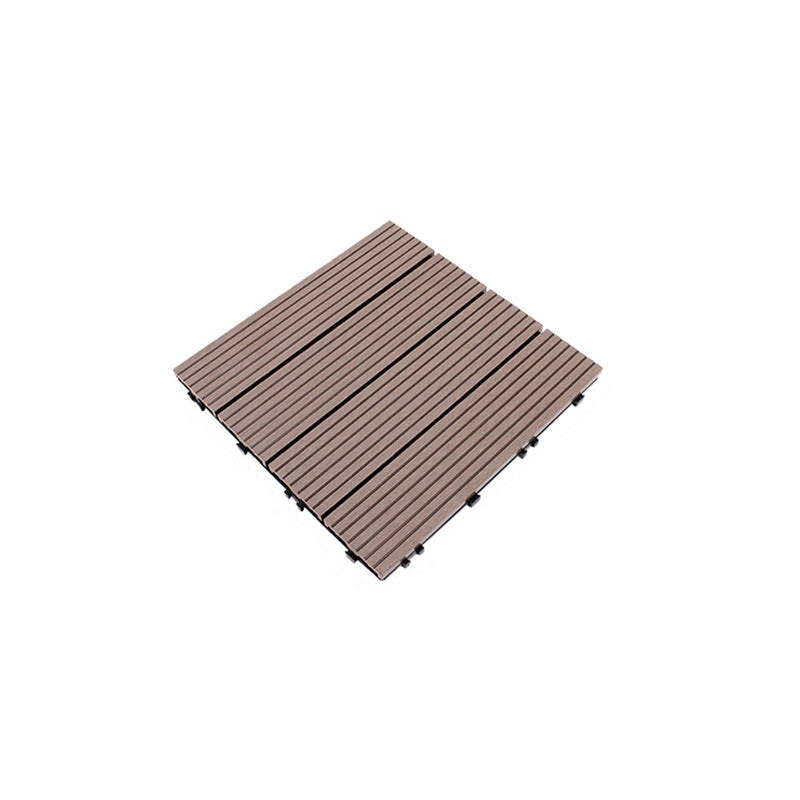 Sikunuo | 12" X 12" 4-Slat Square Deck/Patio Floor Tiles Snap Installation Floor Plank Tiles