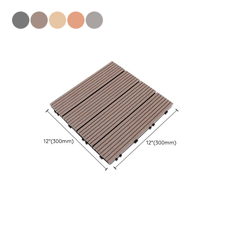 Sikunuo | 12" X 12" 4-Slat Square Deck/Patio Floor Tiles Snap Installation Floor Plank Tiles