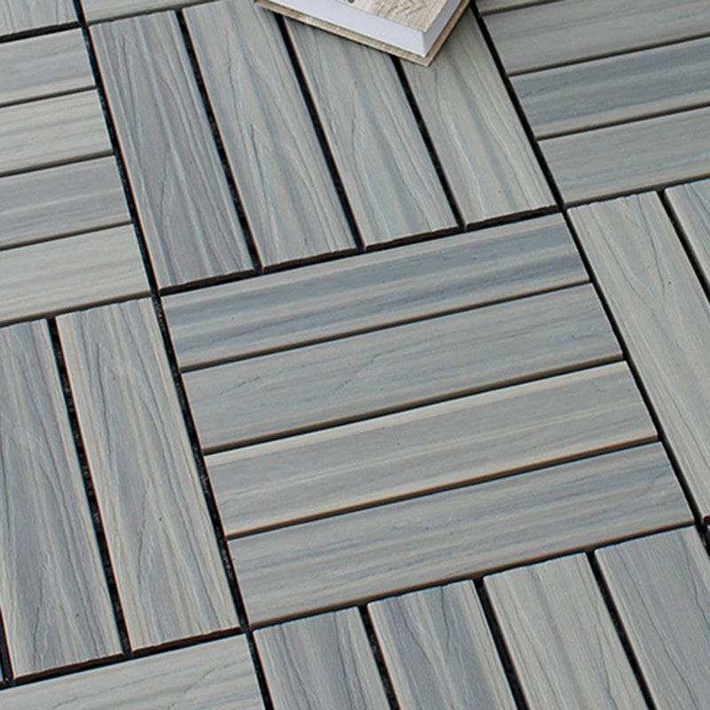 Sikunuo | 12" X 12" 4-Slat Square PVC Floor Tiles With Interlocking Installation Floor Plates Tiles