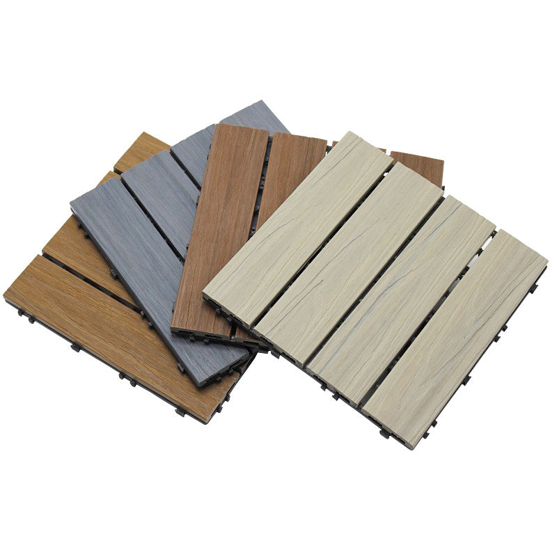 Sikunuo | 12" X 12" 4-Slat Square PVC Floor Tiles With Interlocking Installation Floor Plates Tiles