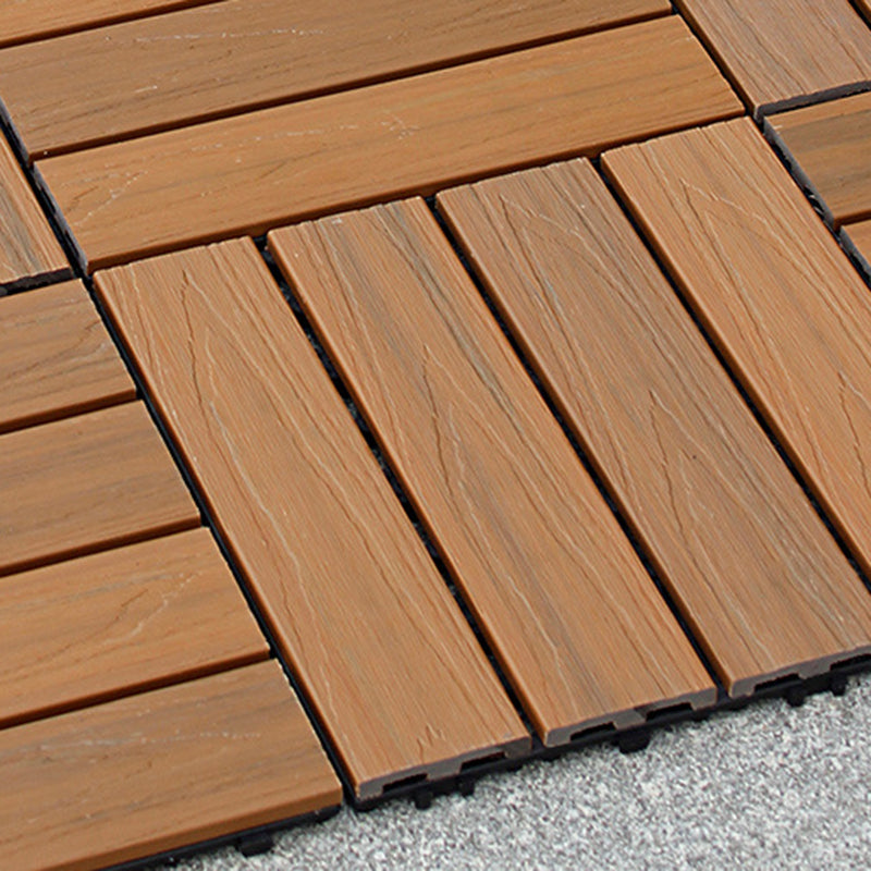 Sikunuo | 12" X 12" 4-Slat Square PVC Floor Tiles With Interlocking Installation Floor Plates Tiles