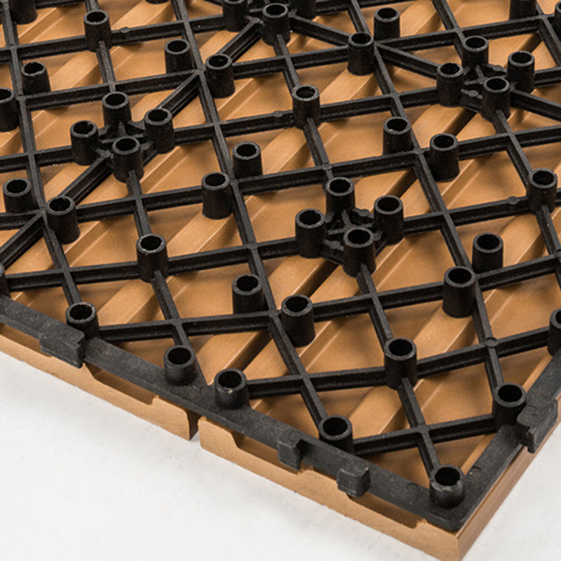 Sikunuo | 12" X 12" 4-Slat Square PVC Floor Tiles With Interlocking Installation Floor Plates Tiles