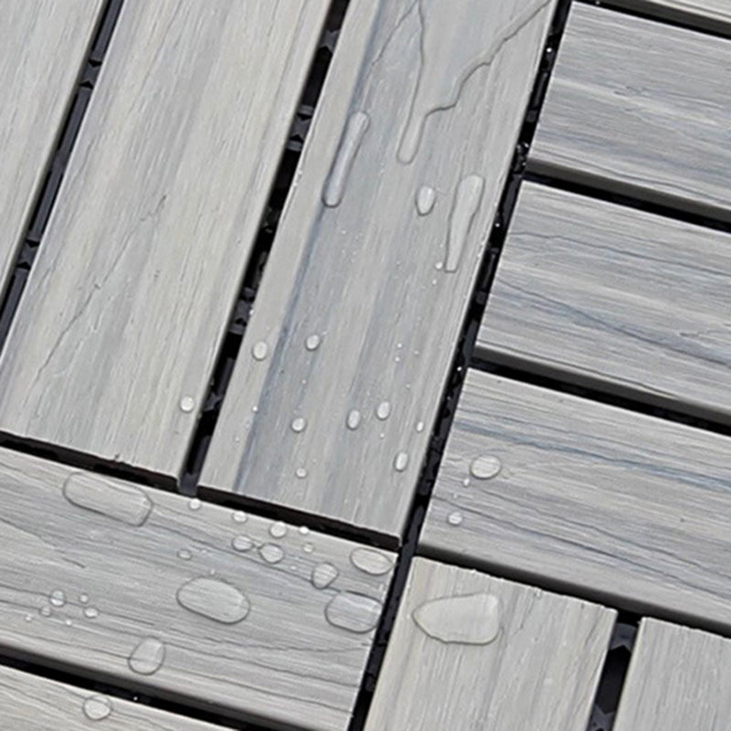 Sikunuo | 12" X 12" 4-Slat Square PVC Floor Tiles With Interlocking Installation Floor Plates Tiles