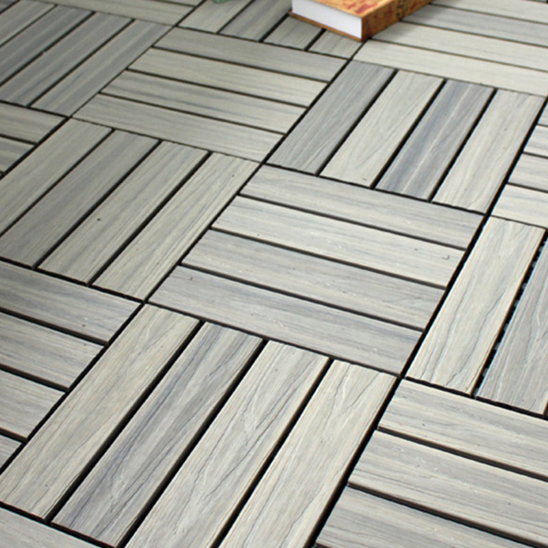 Sikunuo | 12" X 12" 4-Slat Square PVC Floor Tiles Snap-Fit Installation Floor Tiles