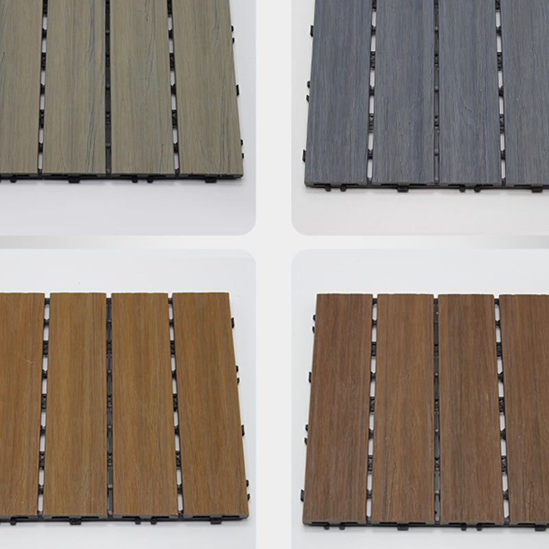 Sikunuo | 12" X 12" 4-Slat Square PVC Floor Tiles Snap-Fit Installation Floor Tiles