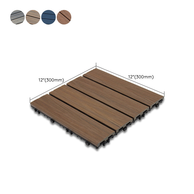 Sikunuo | 12" X 12" 4-Slat Square PVC Floor Tiles Snap-Fit Installation Floor Tiles