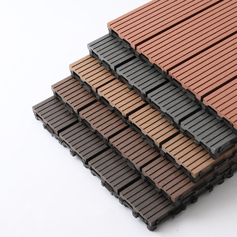 Sikunuo | Composite Plank Tiles Striped Pattern Square Deck Flooring Outdoor Patio