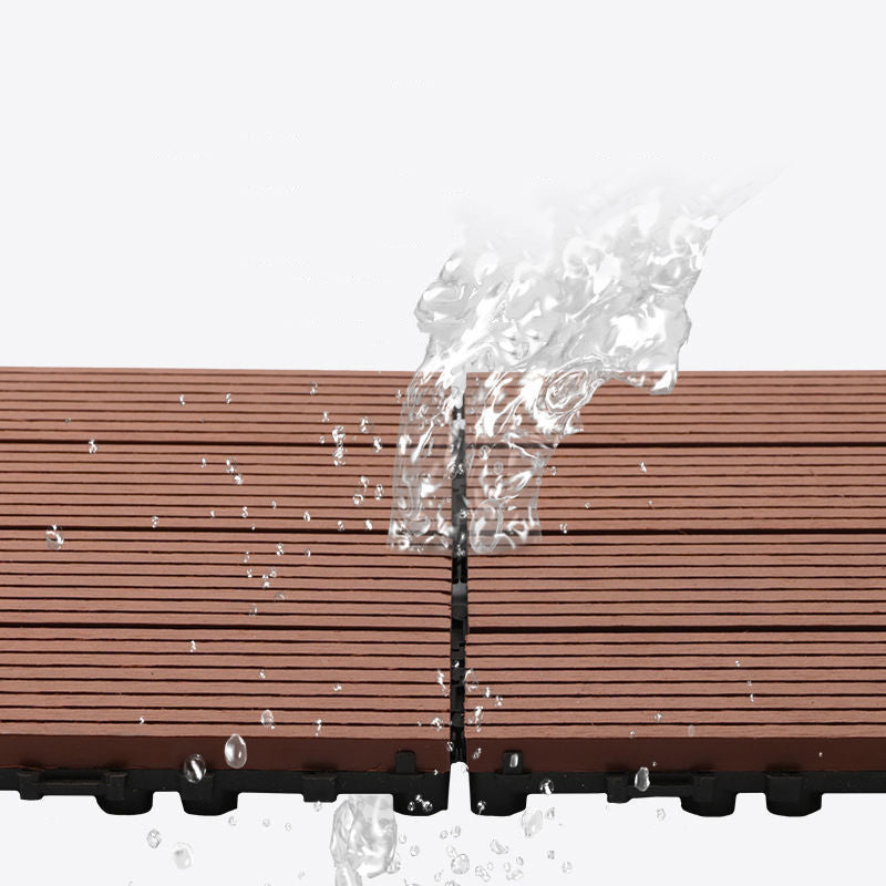 Sikunuo | Composite Plank Tiles Striped Pattern Square Deck Flooring Outdoor Patio