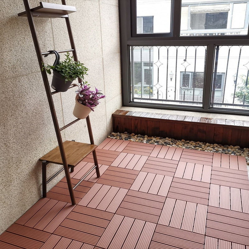 Sikunuo | Composite Plank Tiles Striped Pattern Square Deck Flooring Outdoor Patio