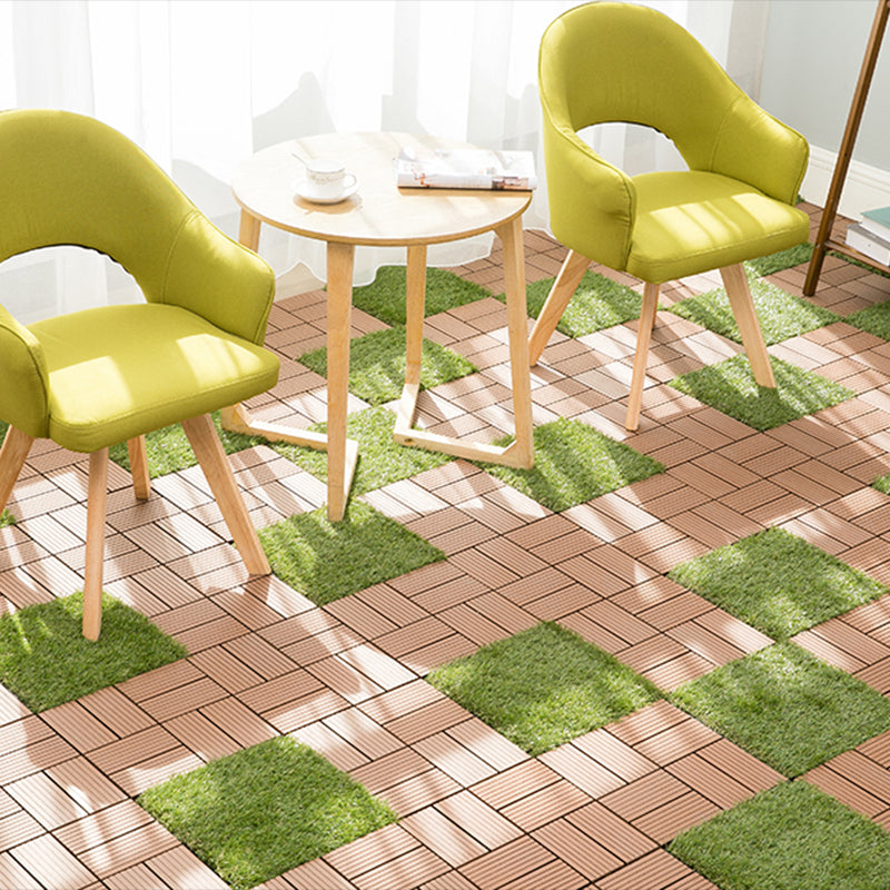 Sikunuo | Composite Plank Tiles Striped Pattern Square Deck Flooring Outdoor Patio