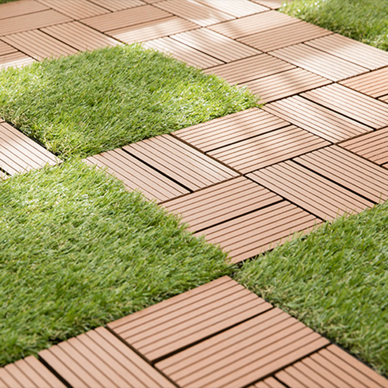Sikunuo | Composite Plank Tiles Striped Pattern Square Deck Flooring Outdoor Patio