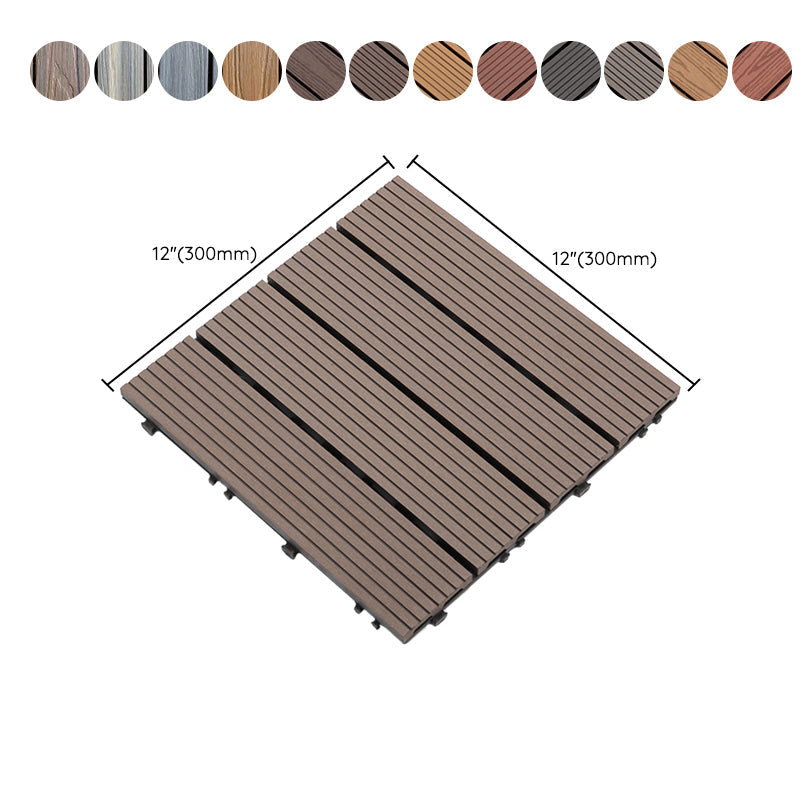 Sikunuo | Composite Plank Tiles Striped Pattern Square Deck Flooring Outdoor Patio