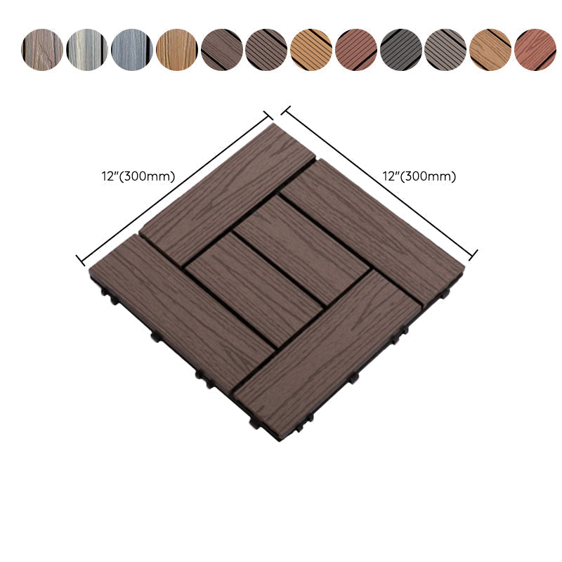 Sikunuo | Composite Plank Tiles Striped Pattern Square Deck Flooring Outdoor Patio