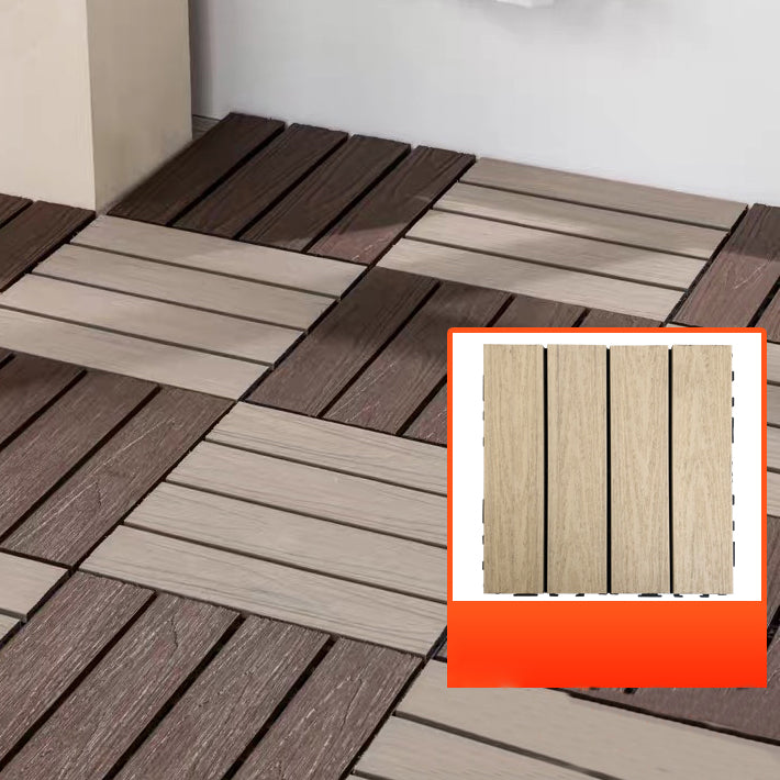 Sikunuo | Composite Square Patio Tiles Interlocking Striped Pattern Patio Floor Tiles