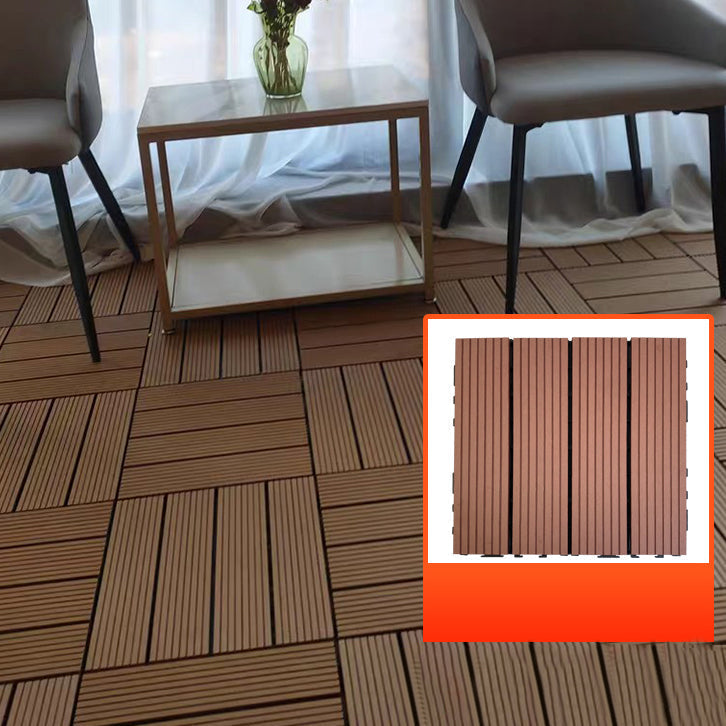 Sikunuo | Composite Square Patio Tiles Interlocking Striped Pattern Patio Floor Tiles