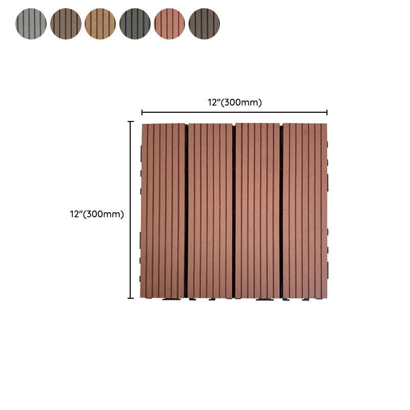 Sikunuo | Composite Square Patio Tiles Interlocking Striped Pattern Patio Floor Tiles