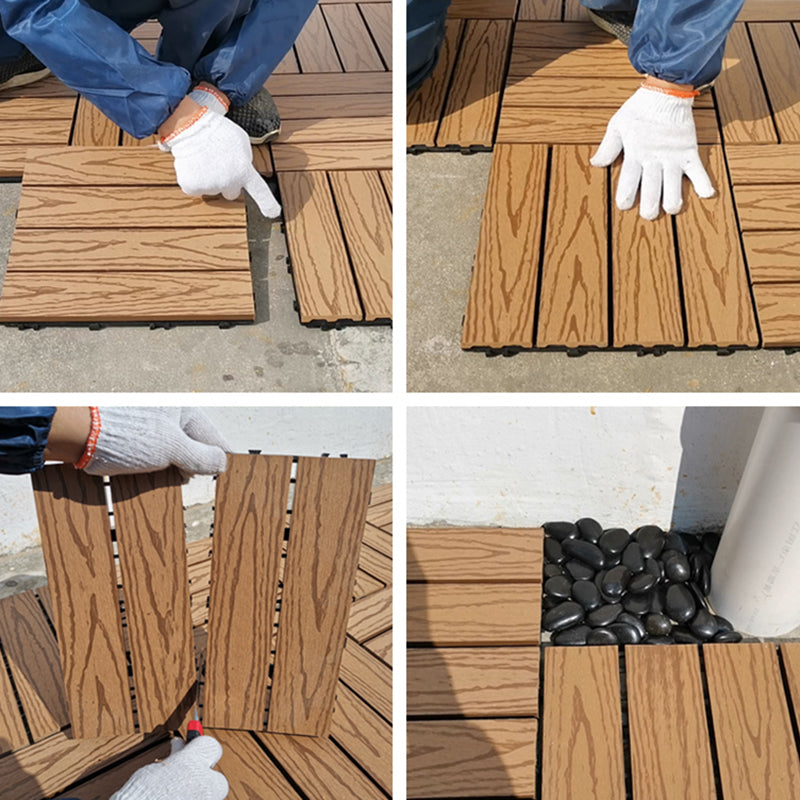 Sikunuo | Square PVC Deck/Patio Floor Tiles Interlocking Installation Outdoor Patio Tiles