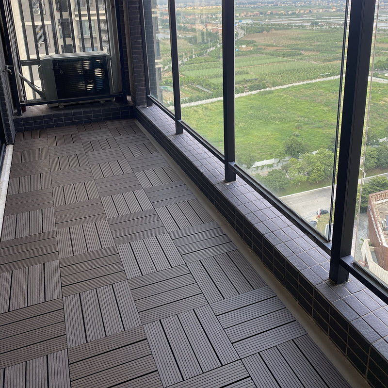 Sikunuo | Square PVC Deck/Patio Floor Tiles Interlocking Installation Outdoor Patio Tiles