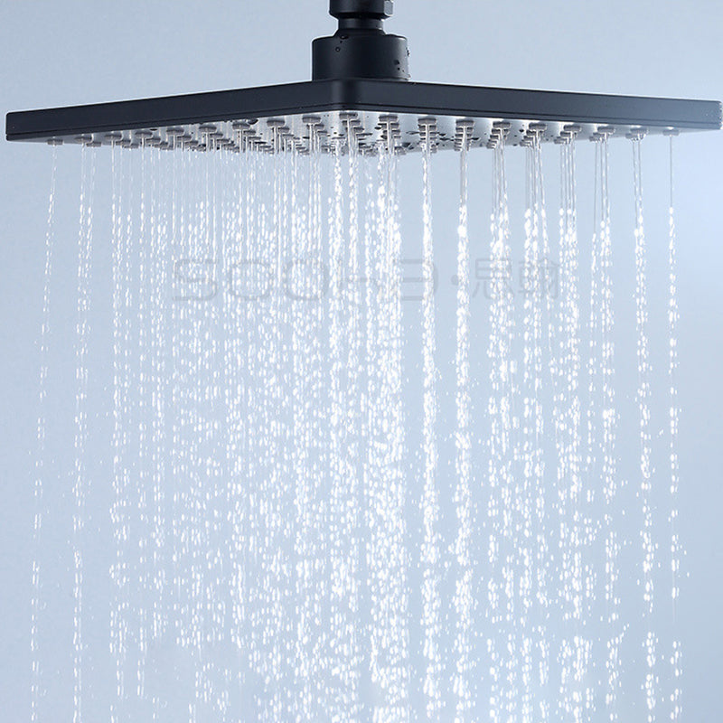 Sikunuo | Black Square Fixed Shower Head Modern Style Wall Mounted Shower Head