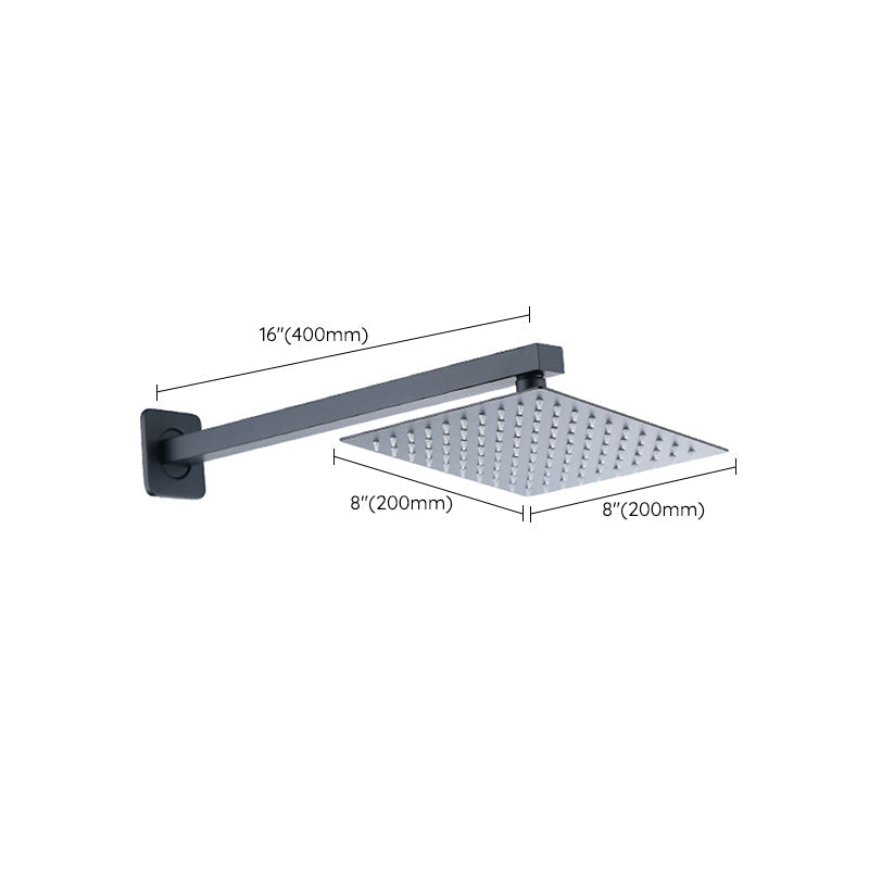 Sikunuo | Black Square Fixed Shower Head Modern Style Wall Mounted Shower Head