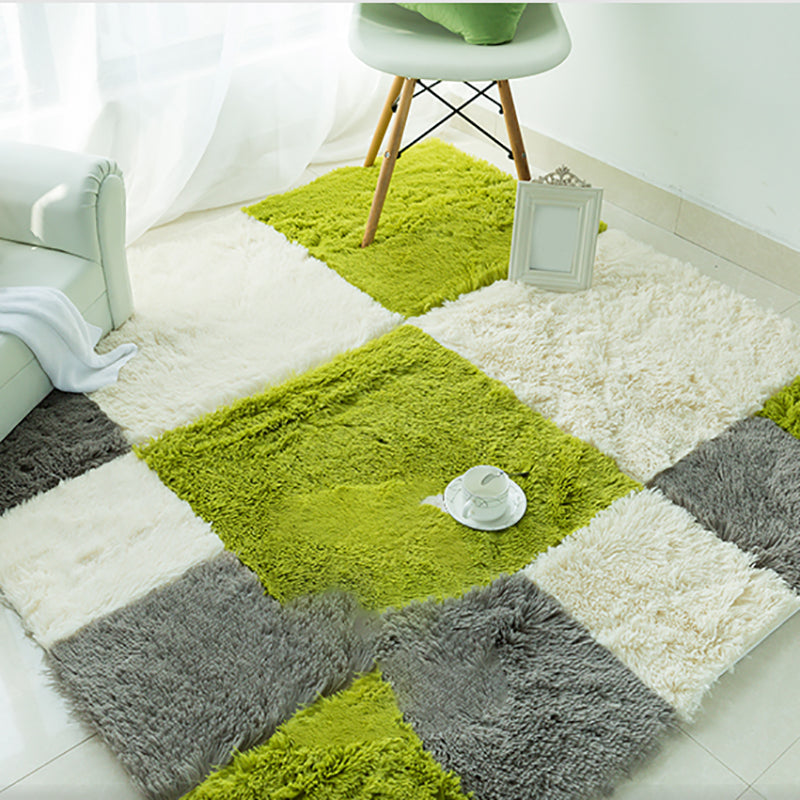 Sikunuo | Bedroom Carpet Tiles Solid Square Shag Stain Resistant Carpet Tiles