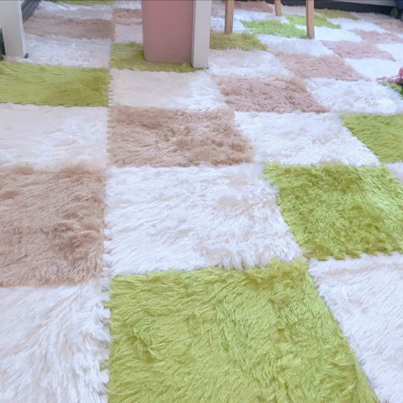 Sikunuo | Bedroom Carpet Tiles Solid Square Shag Stain Resistant Carpet Tiles