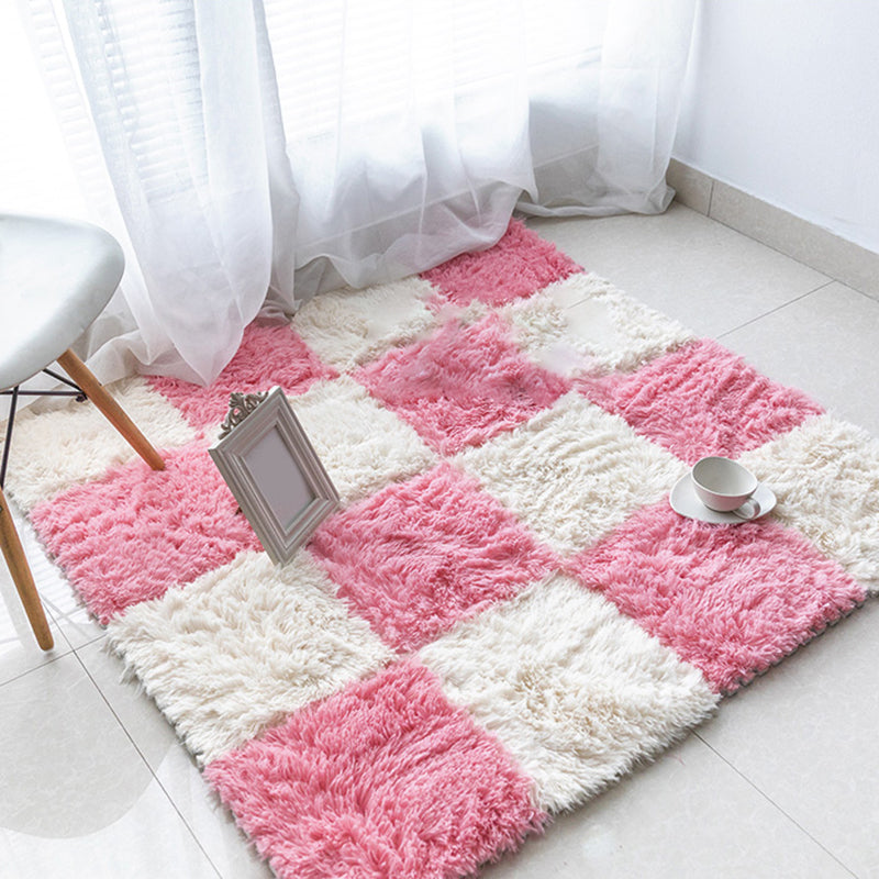 Sikunuo | Bedroom Carpet Tiles Solid Square Shag Stain Resistant Carpet Tiles