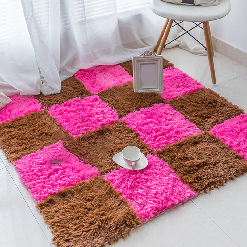 Sikunuo | Bedroom Carpet Tiles Solid Square Shag Stain Resistant Carpet Tiles