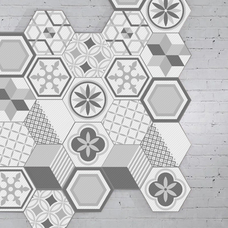 Sikunuo | Plastic Mosaic Tile Wallpaper Hexagonal for Stick-On and Removable Back Wall Tile