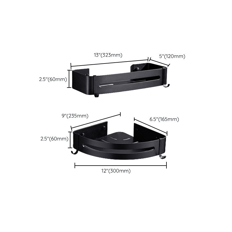 Sikunuo | Matt Black Modern Bathroom Accessory Set, Set of 3, Bathroom Shelf