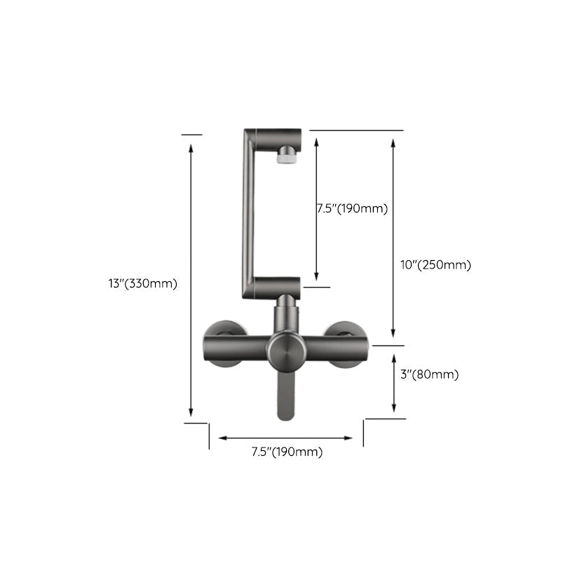 Sikunuo | Modern Wall-Mount Kitchen Faucet Single Handle Faucet in Chrome