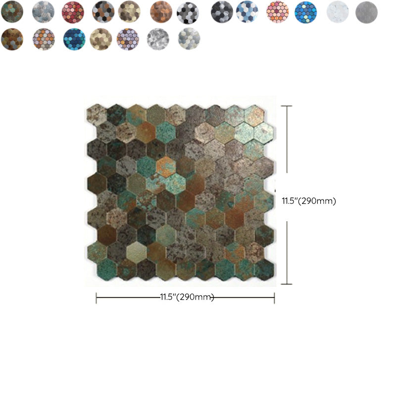 Sikunuo | Modern Tile-Peel & Stick Metal Mosaic Tile Hexagon Peel & Stick Subway Tile